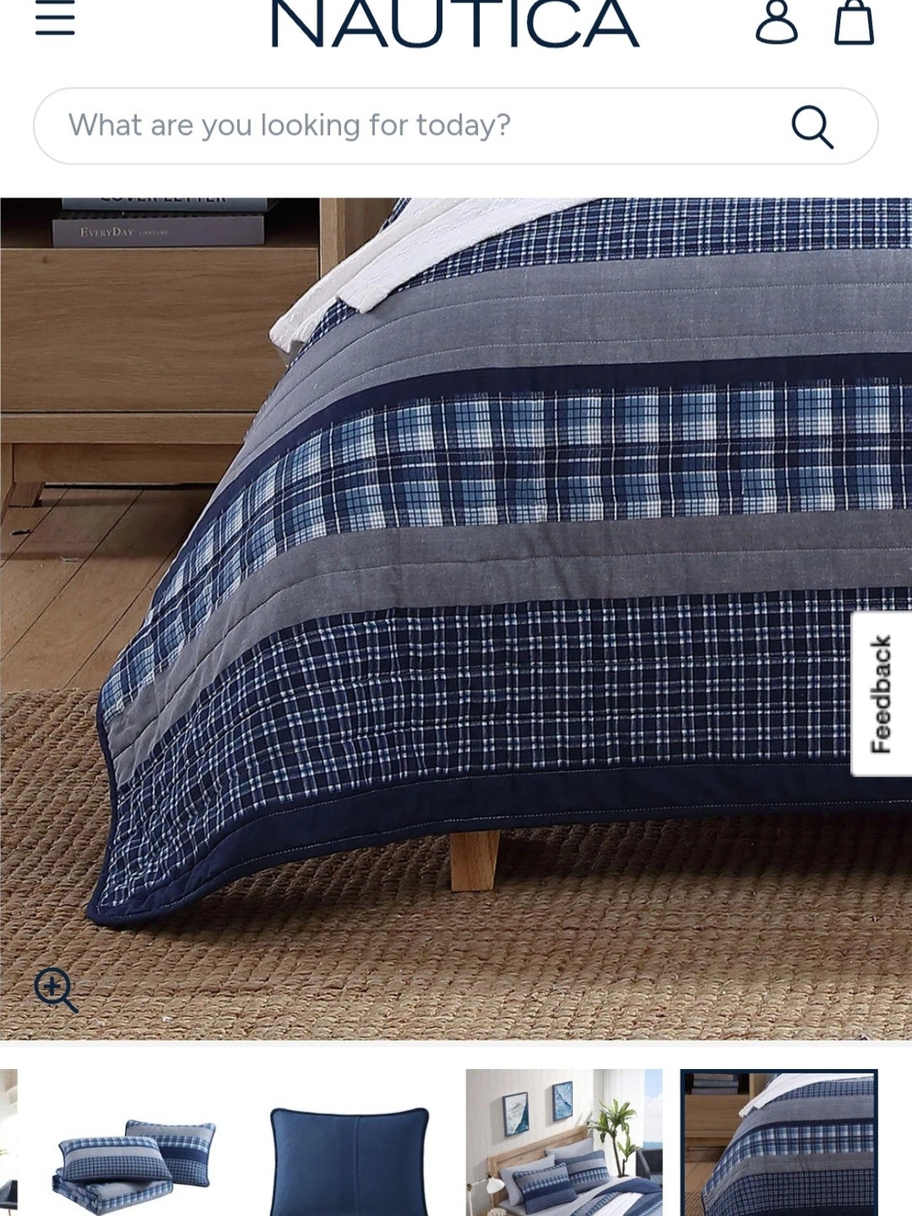 Nautica Navy and Gray Plaid Quilted Twin Size Comforter